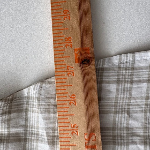 John Varvatos Mens Tan White Plaid Cotton Button Down Shirt Small - Picture 8 of 9